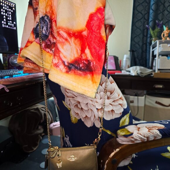 COACH Metallic/Iridescent dark gold/Pyrite Leather NOLITA 15 mini bag - Picture 9 of 10